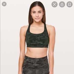 Lululemon Green Camo Energy Bra sz 4